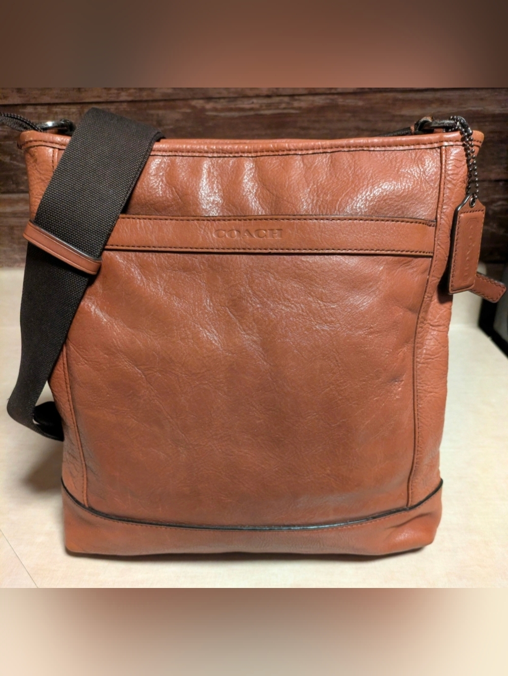 COACH Camden Distressed Leather Crossbody/Shoulder Bag F71341 Rustic Brown